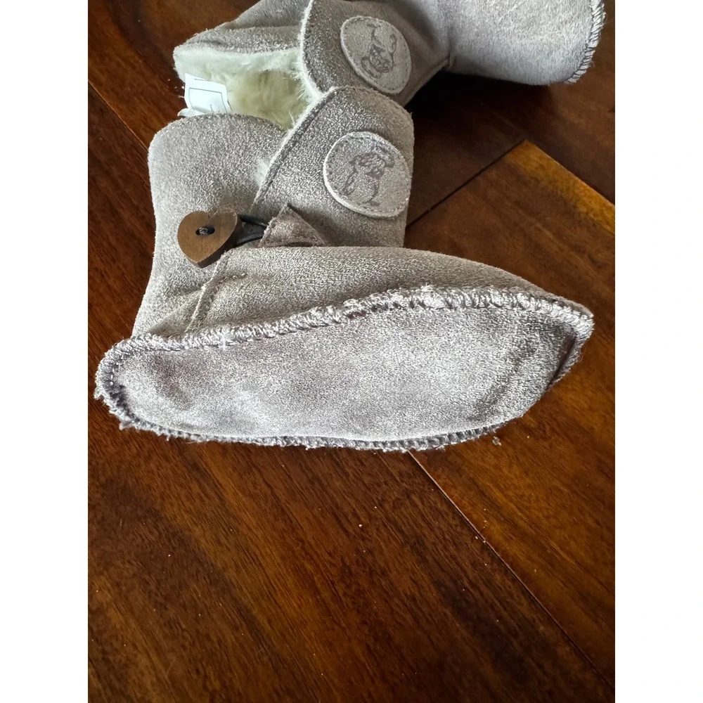 Lupilu Leather Suede Baby Boots Kids Size 18/19 Grey Excellent Wool Blend Lining